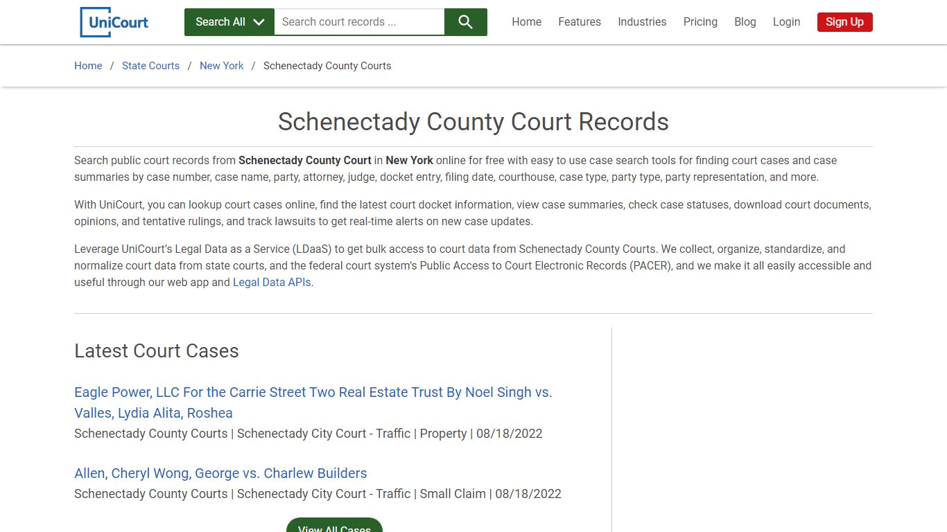 Schenectady County Court Records | New York | UniCourt